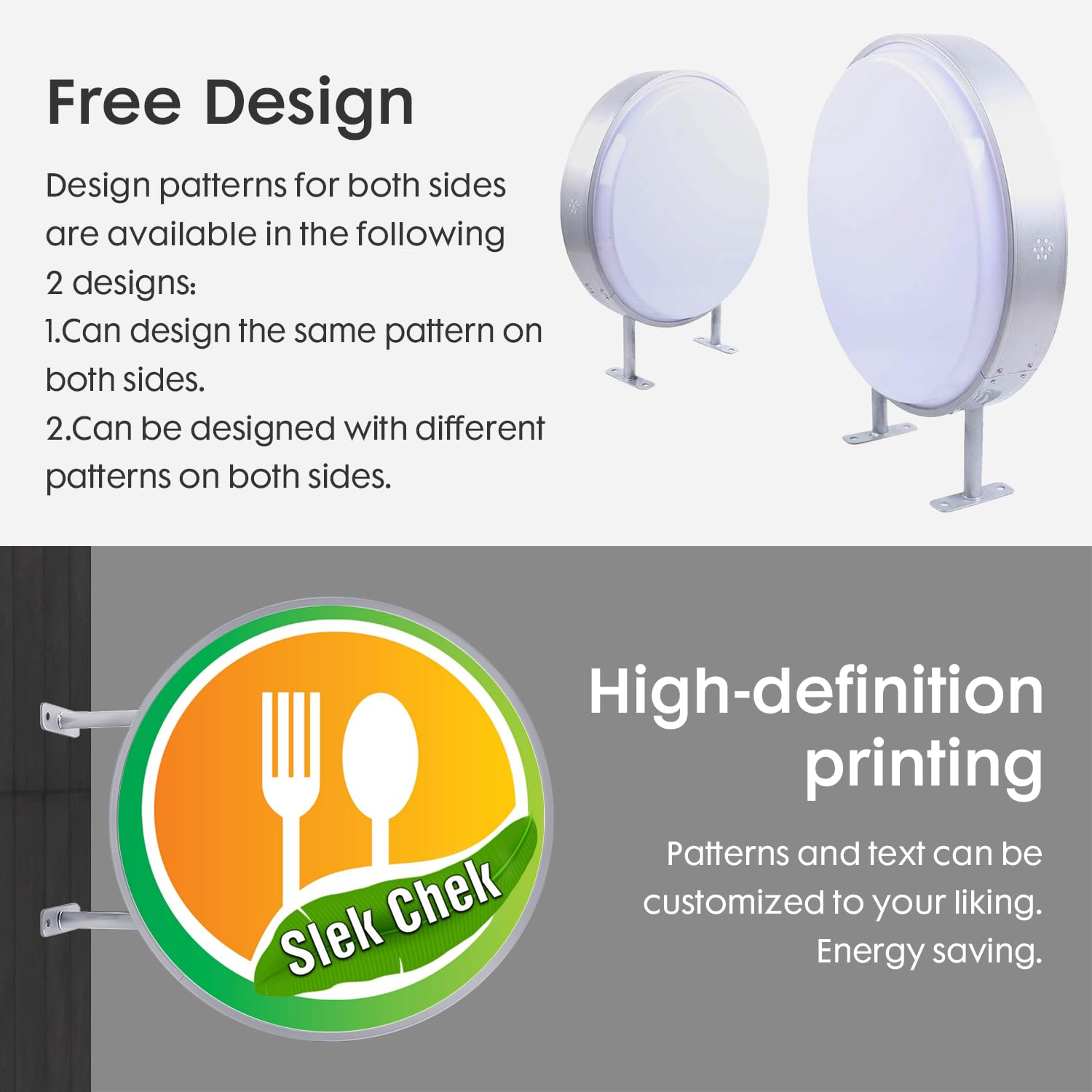 Neonapm Caja de Luz LED, Redonda Personalizada, Letrero Luminoso, Pantalla LED Publicidad Exterior de Doble Cara, Ideal para Tiendas, Cafés y Carteles Publicitarios