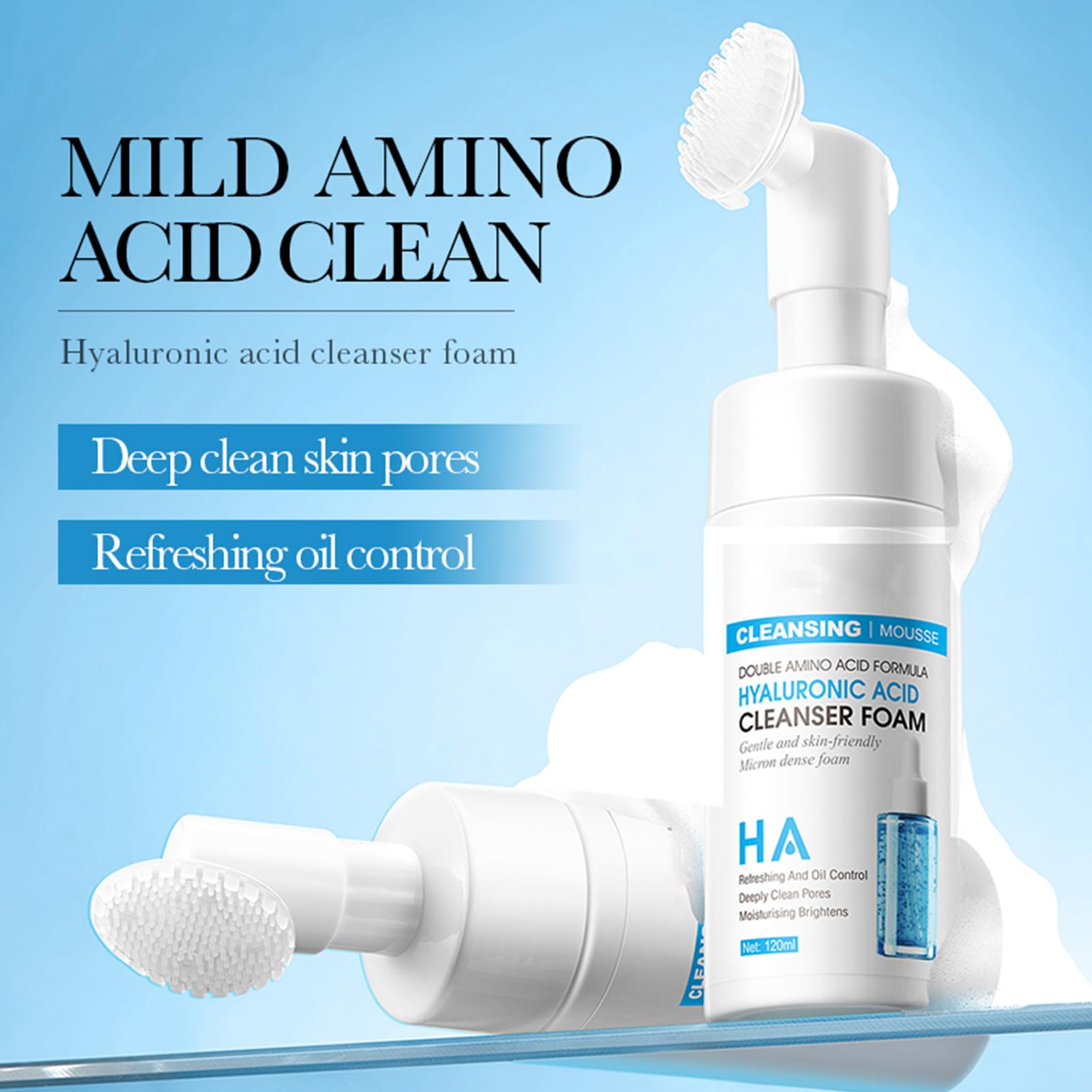 Mousse detergente, schiuma detergente fine organica, cosmetici naturali Schiuma detergente per il viso Schiuma detergente idratante per il viso