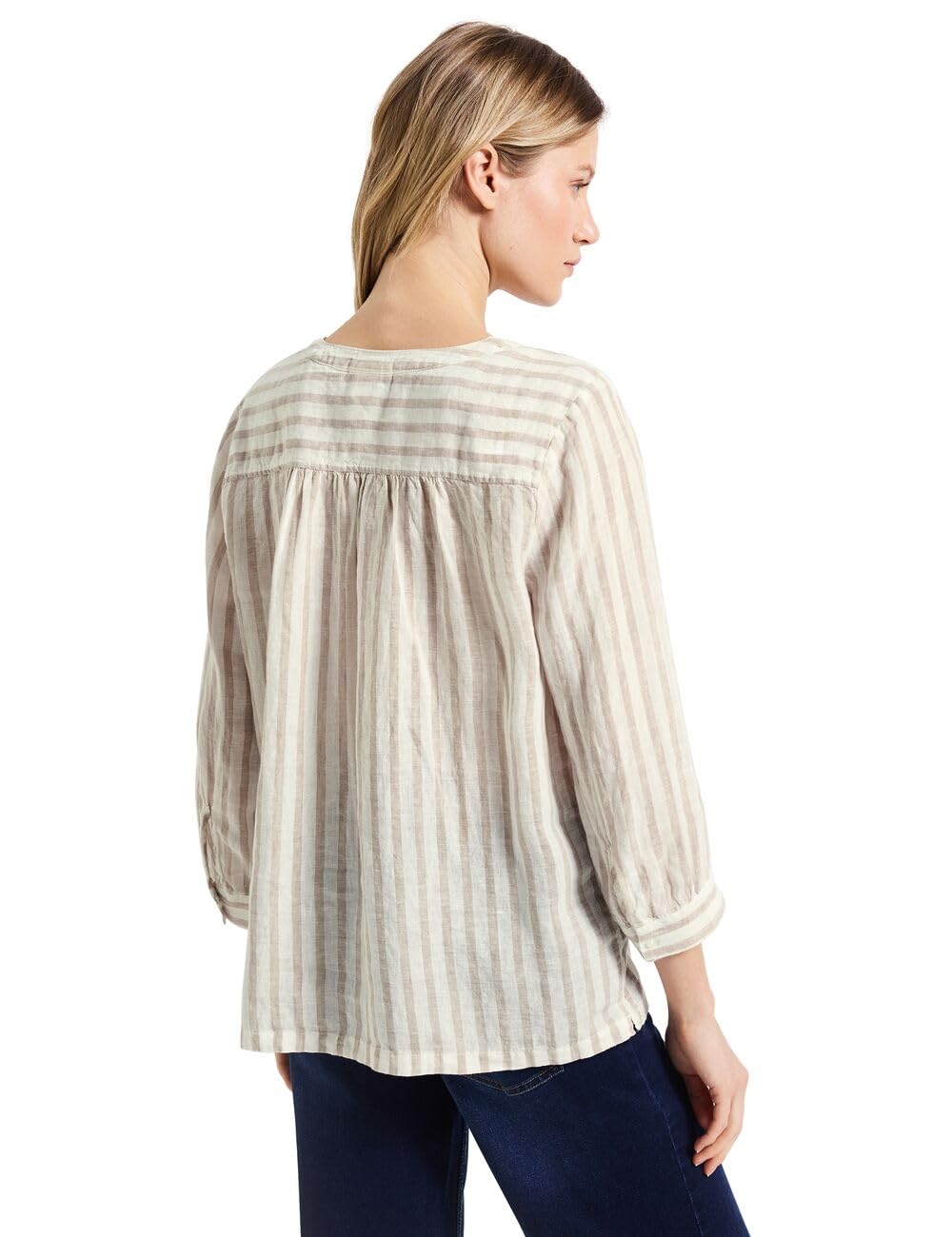 Street One Damen Gestreifte Leinenbluse