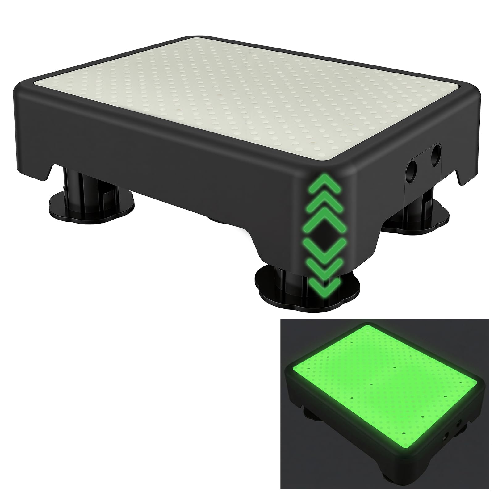 Step Stool for Elderly, Height Adjustable Bedside Half Step Stool, Glow-in-the-Dark, 600 LBS Capacity, Portable Non-Slip Safety Step Platform for Kitchen Bathroom RV Office Outdoor,Stable Mobility Aid