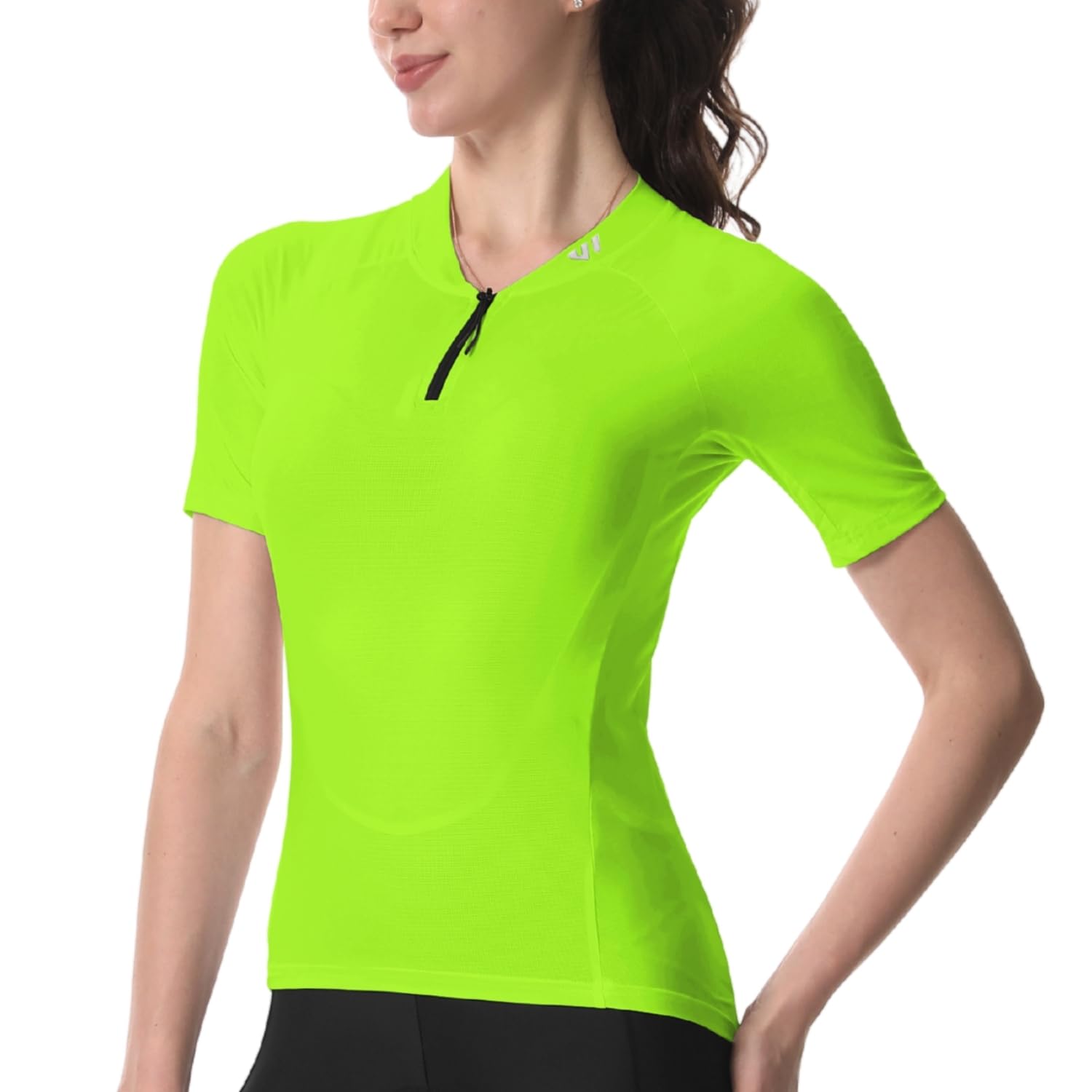 Wulibike Radtrikot Damen Halbe ReißVerschluss Fahrradshirt Mountainbike Fahrradtrikot Atmungsaktiv Rennrad Trikot Kurze äRmel Frauen Fahrrad Shirt 4 Tasche