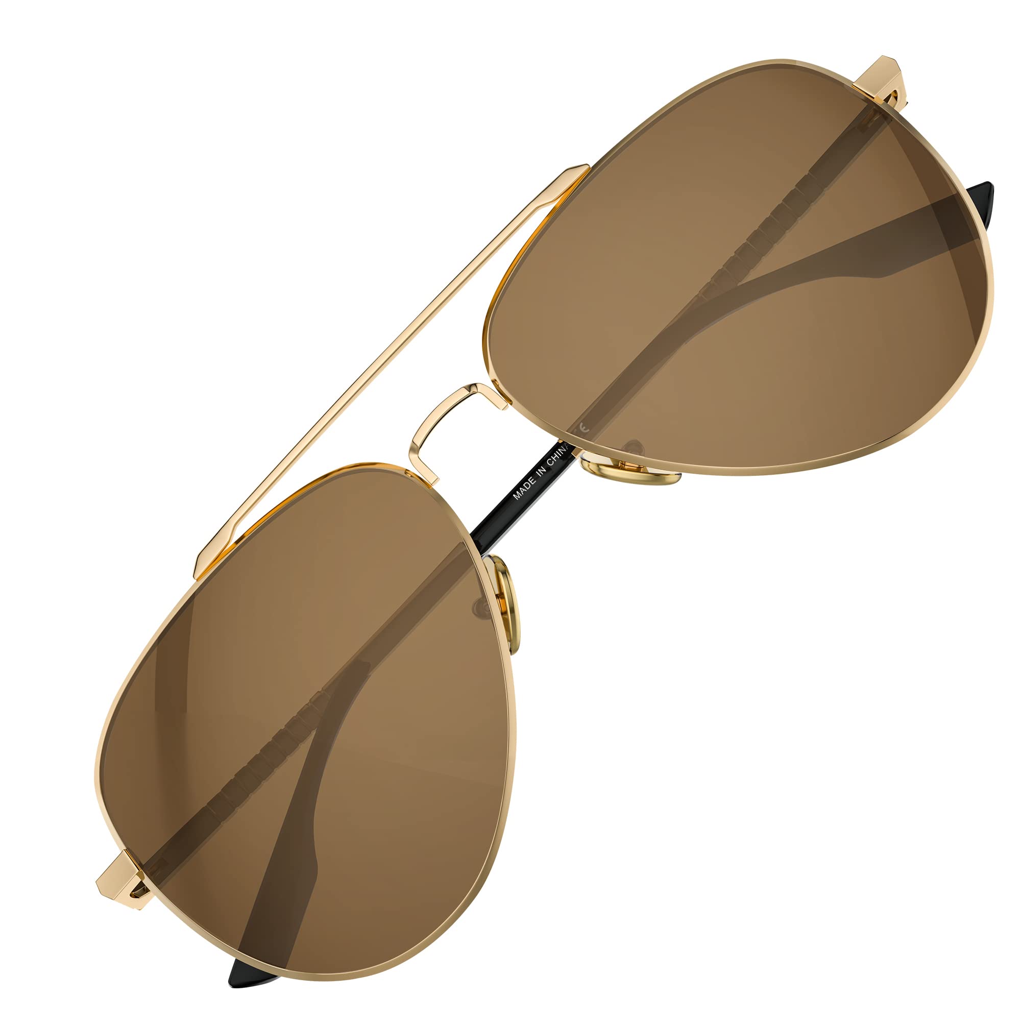 LUENX Sunglasses for Men Women Polarized Lens Driving Glasses - UV 400 Protection Fashion Pilot Style 60MM