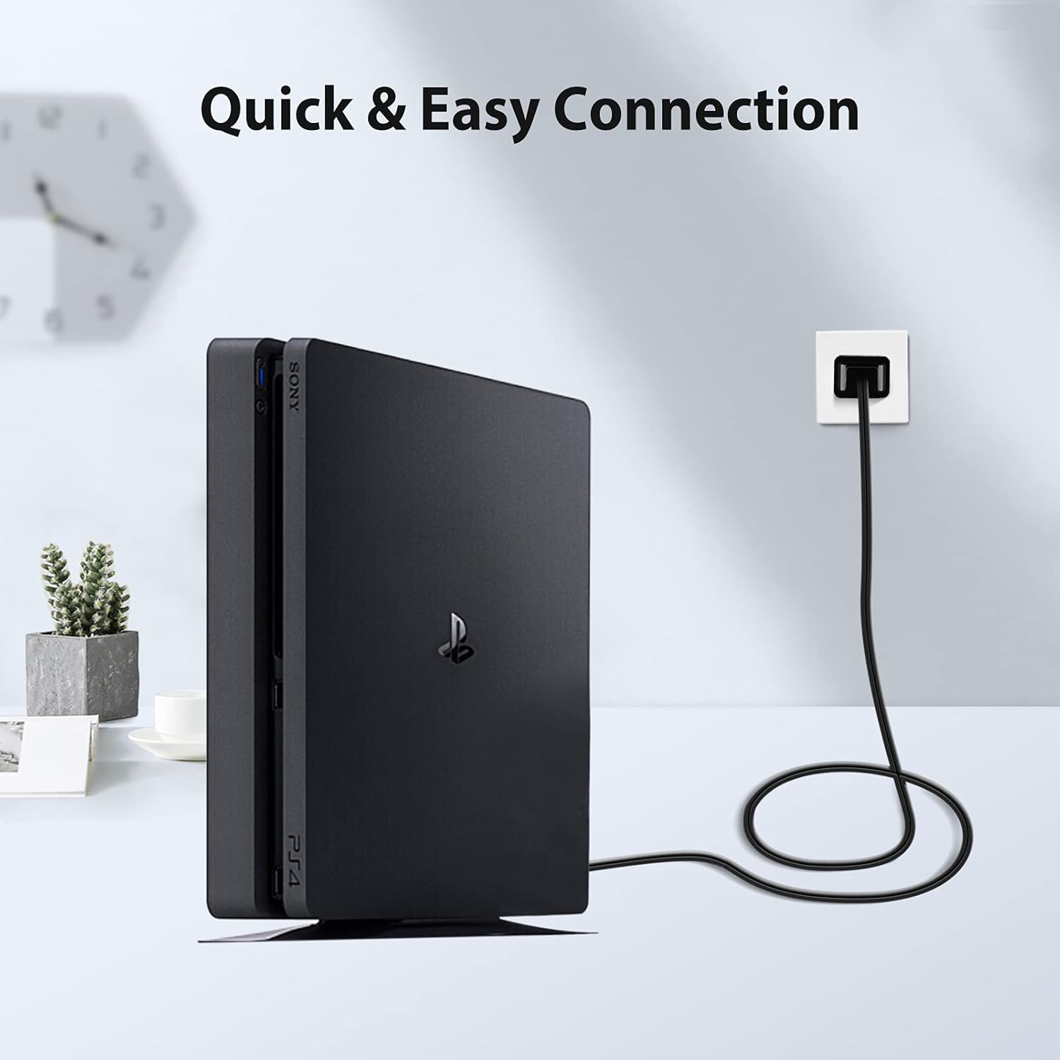 12FT AC Power Cable Cord for Xbox One X/S Xbox Series X/S, Sony PS4 Slim, PS3 Slim, PS3 Super Slim, PS5, Samsung TV and More, Non-Polarized Power Supply Cord Replacement