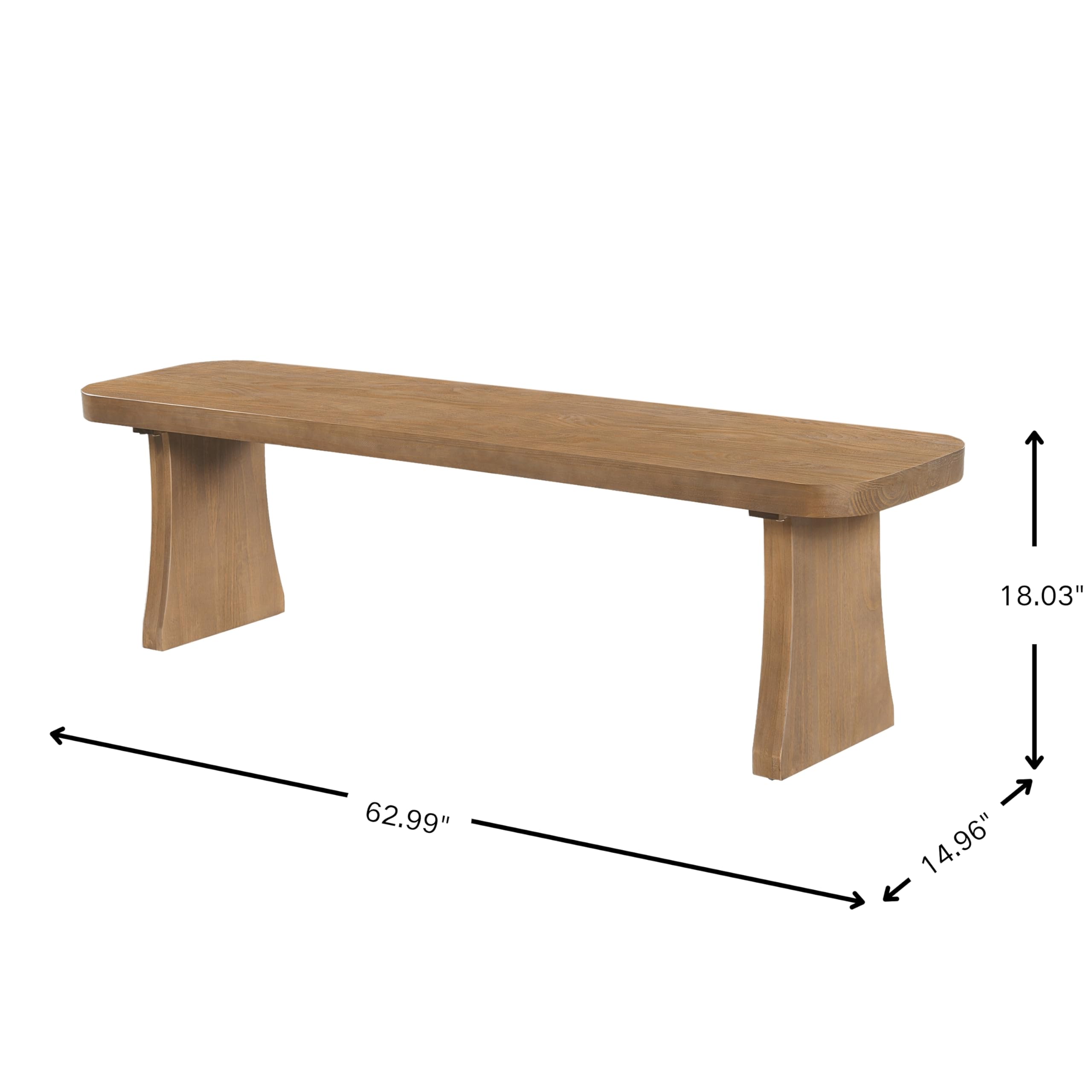 Christopher Knight Home Solley 63" Indoor Pine Dining Bench, Solid Wood Bench Seat for Dining Table, Rectangular Dining Seat, Spacious Seating, Long Footstool for Living Room Dining Room, Pine Wood
