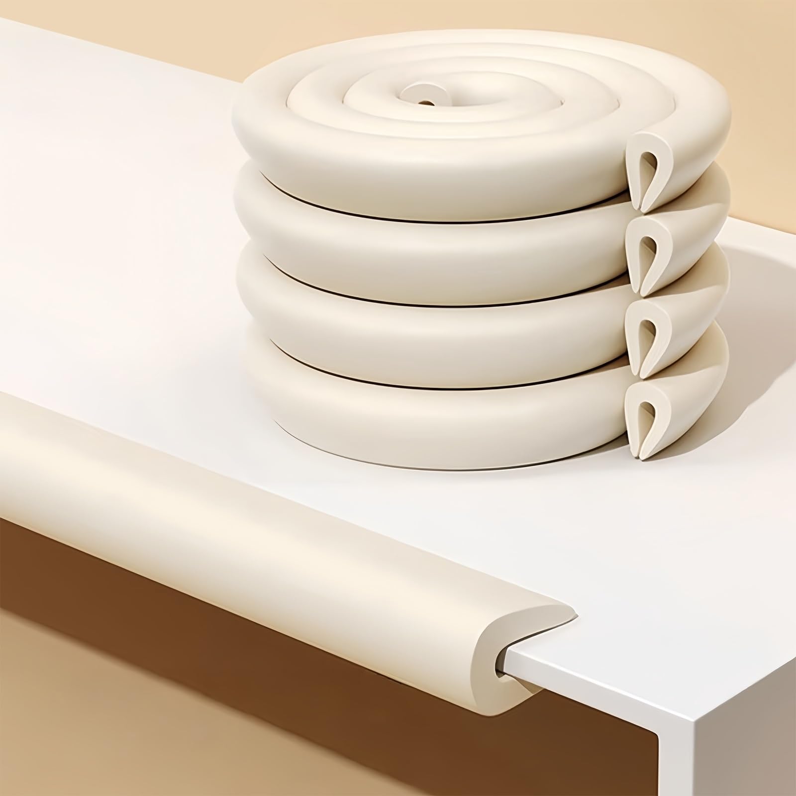 Furniture Edge corner protector, U Shaped Foam Corner Edge Bumpers Glass Desk Cabinet Countertop Tabletop White Gray 2-10m(B white,6m/19.6ft)