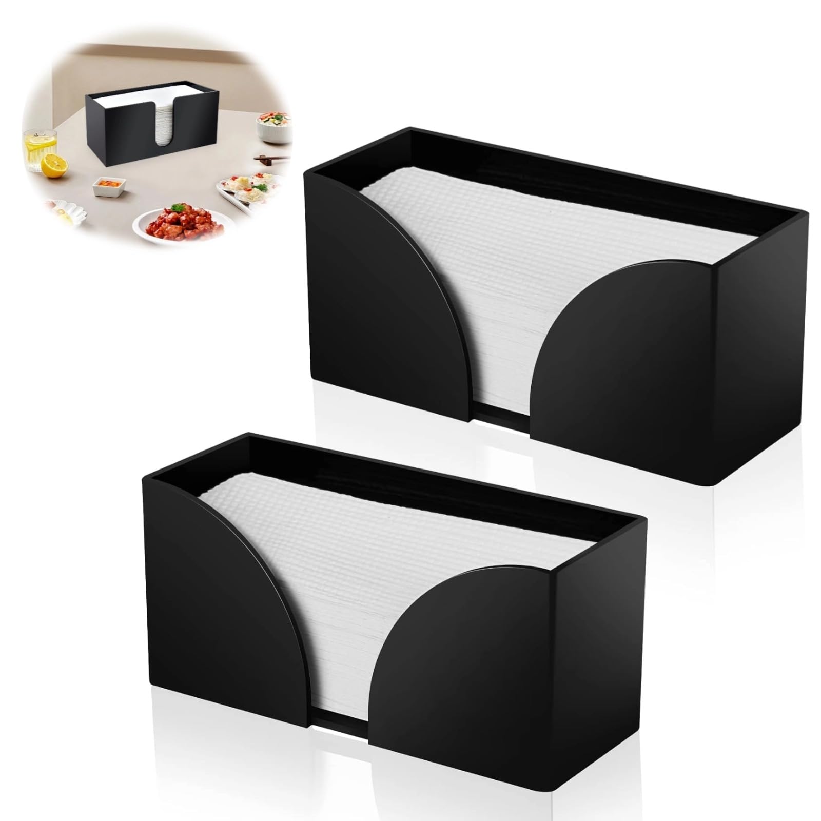 SPEPROECO 2PACK Countertop Paper Towel Dispenser,Black Napkin Holder for Z-Fold, C-Fold or Multi-Fold Paper Towels, Napkin Dispenser Hand Towel Holder for Kitchen Bathroom