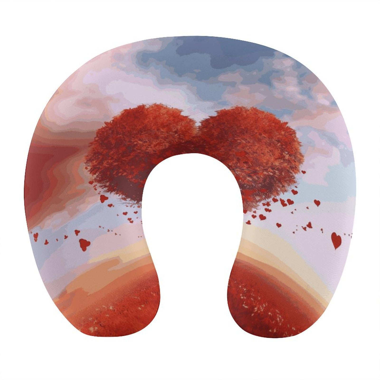 Btcowzrv Style Heart Tree U Shaped Neck Pillow Travel Pillows
