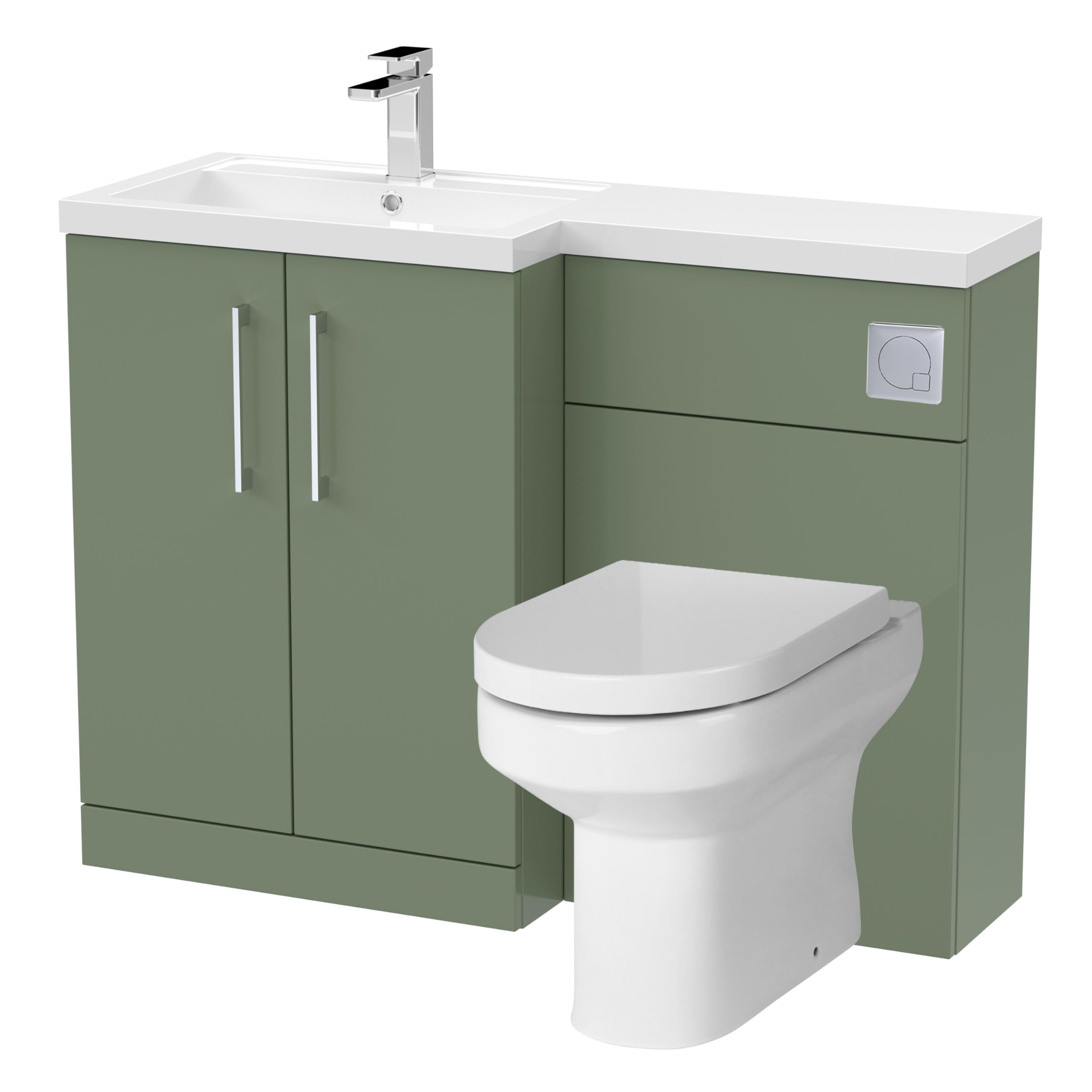 Balterley Level Bathroom Bundle Floor Standing Vanity Basin And Wc Unit With Pan, Seat And Cistern - Left Hand - Satin Green