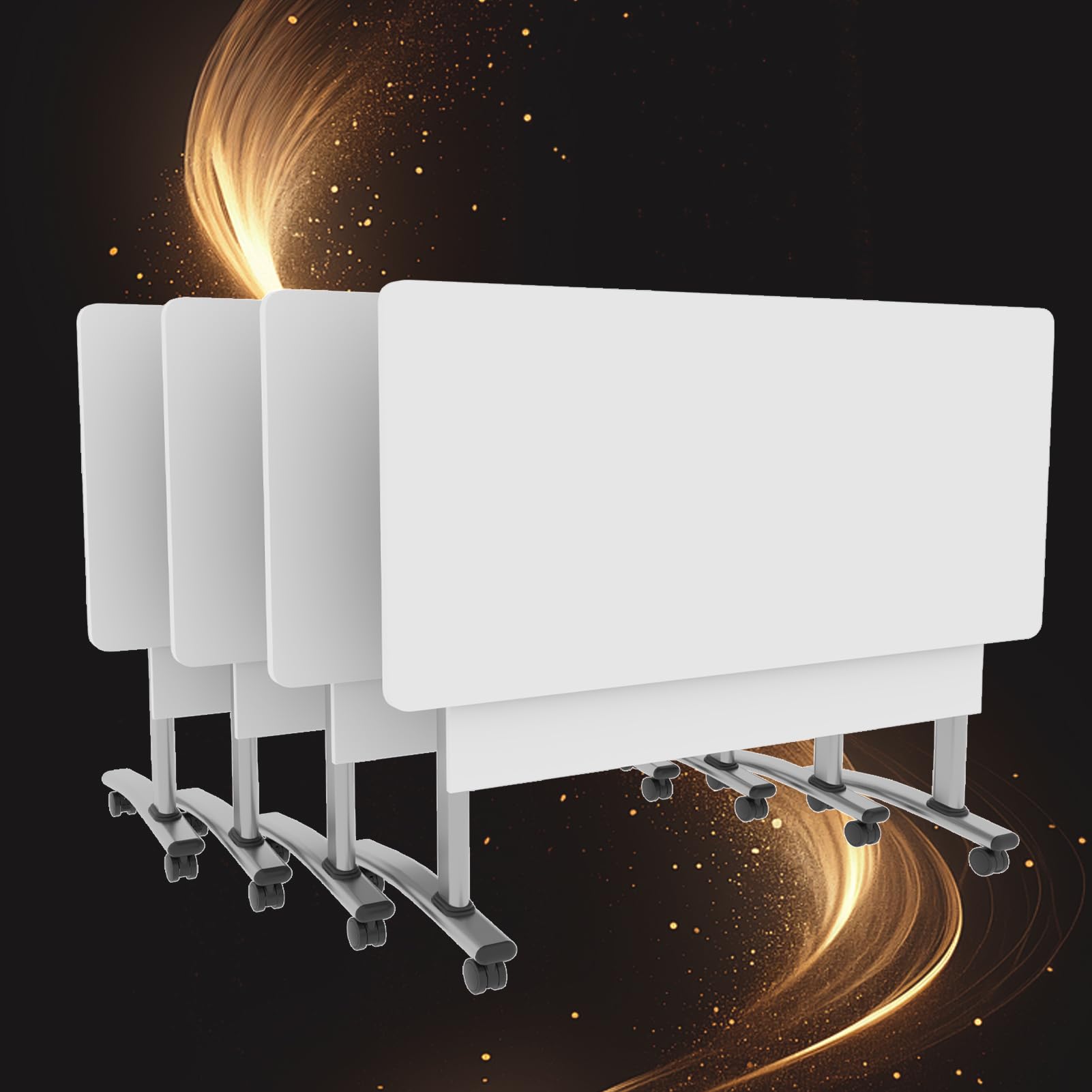 Conference Tables, Folding Conference Room Table with Wheels Training Flip Top Nesting Modular Table, Stackable Rolling Conference Tables for Modern