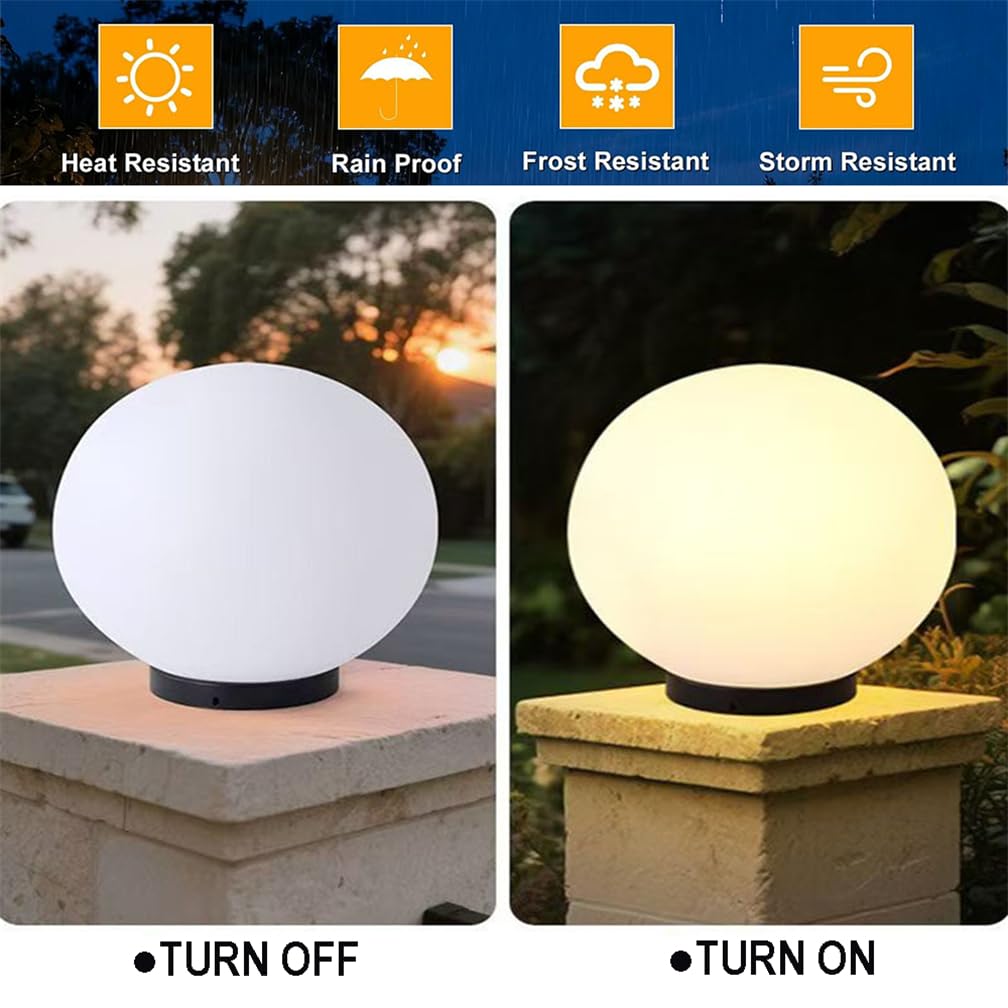 Semplici Lampade A Globo Per Esterni, Patio E Cortile, Sfera Bianca Satinata Lampada Da Palo Impermeabile Per Esterni Lampada D'atmosfera Per Giardino, Parco E Paesaggio In Stile Rustico