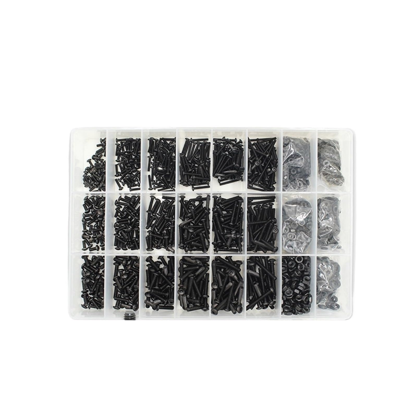 2510 Pcs M2 M2.5 M3 M4 M6 Hex Socket Round Button Head Screws, Nuts and Washers Kit, Grade 10.9 ISO7380 Allen Drive Fasteners Assortment(M2M2.5M3 2230pcs)