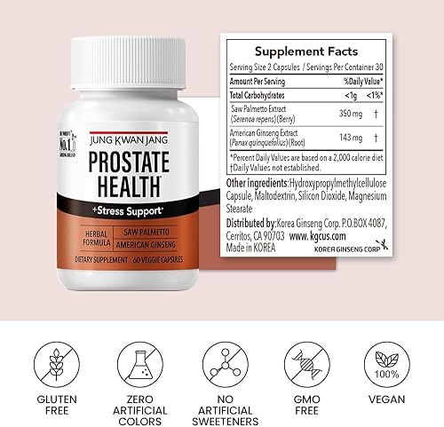 Miniatura 3 de JungKwanJang Salud de próstata con palma enana americana y ginseng americano para próstata, resistencia, apoyo para la pérdida de cabello,