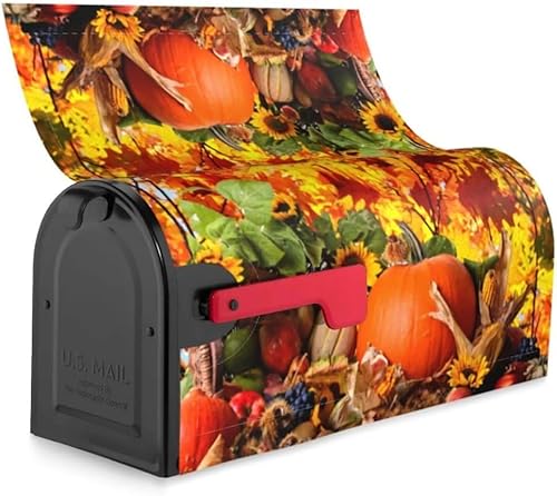 Miniatura 6 de Cubierta magnética para buzón de cosecha de otoño, tamaño estándar de 18 x 21 pulgadas, diseño de otoño de Acción de Gracias, calabaza, hojas de