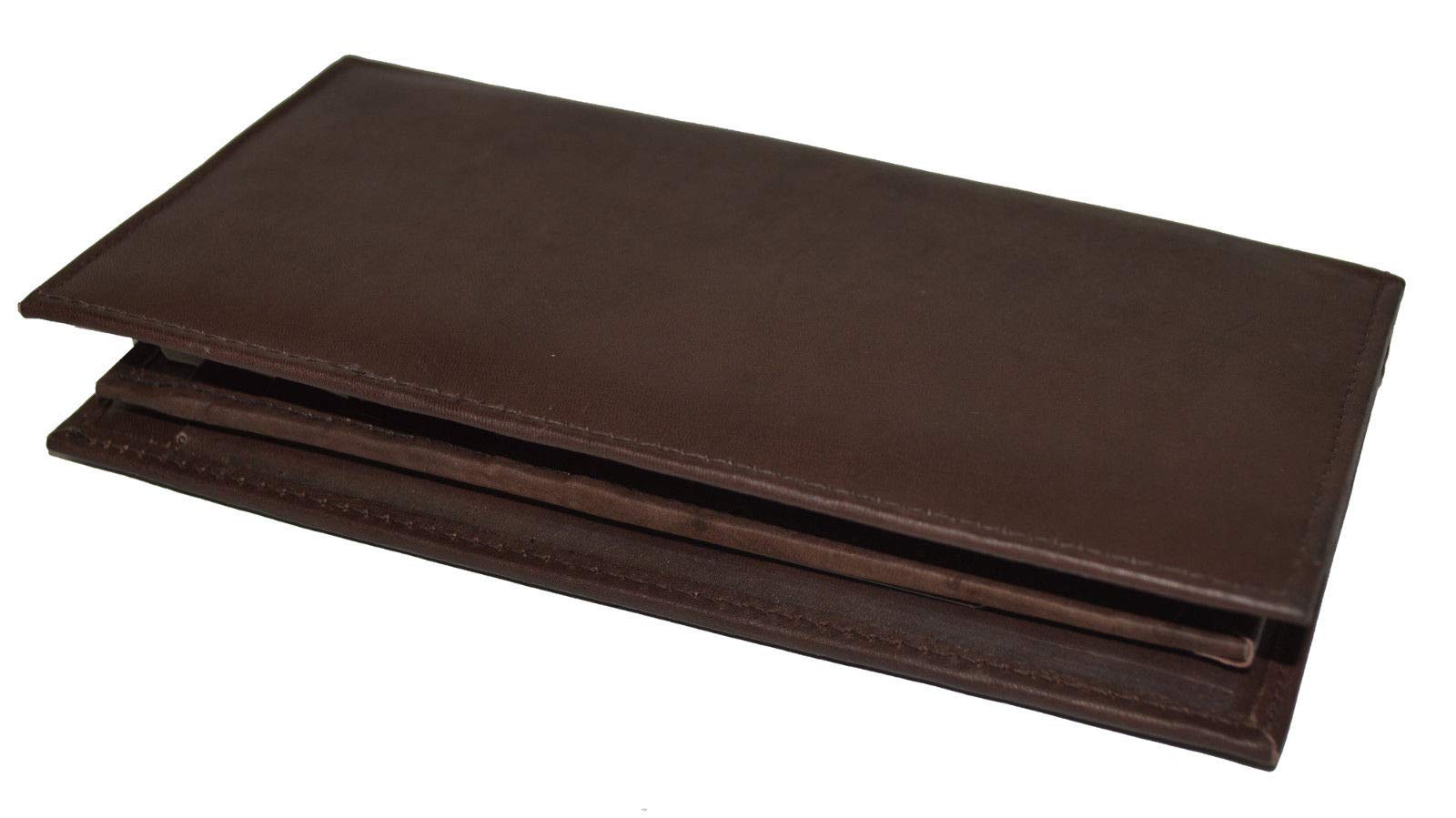New Black Real Leather Slim Checkbook Cover Organizer Wallet H586 NWT