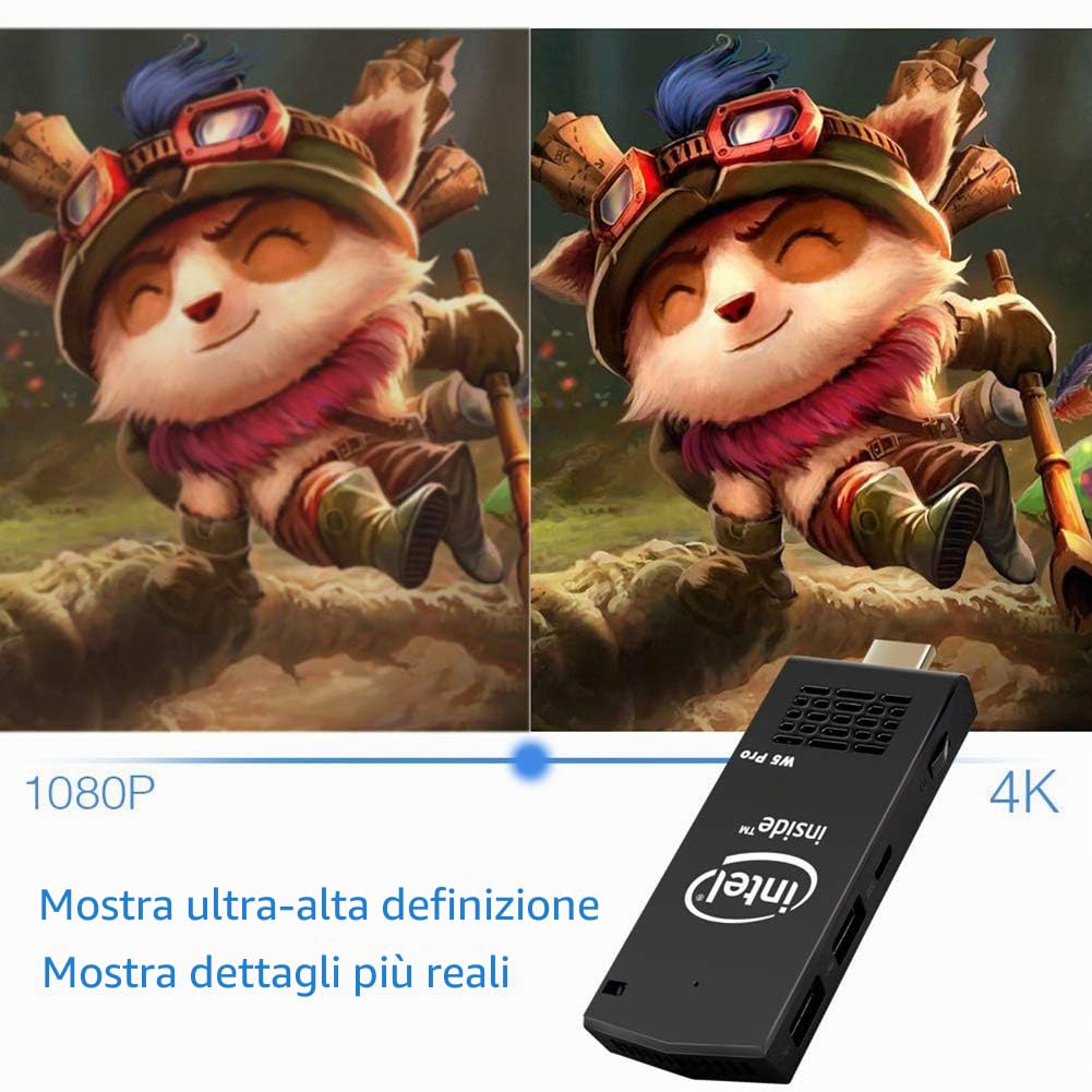 Intel Mini PC Atom x5-Z8350 fino a 1.92Ghz 2GB/32GB Quad Core Computer Stick Windows 10 Professional HDMI 4K USB 3.0