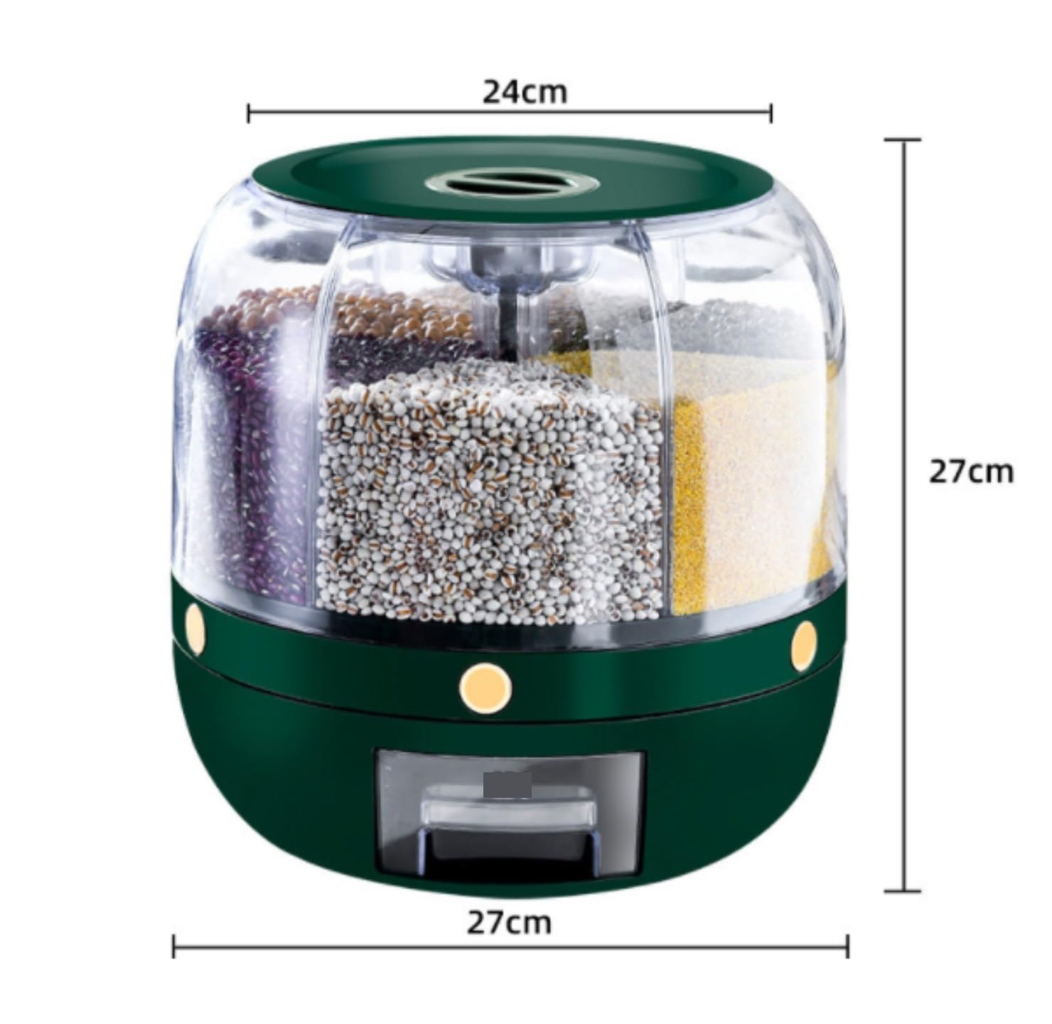 Dispenser Cereali da Colazione Distributore Rotante per Cereali Distributore di Cibo Secco per Cereali da Cucina per Chicchi Piccoli Fagioli Riso Contenitore Cereali(White)