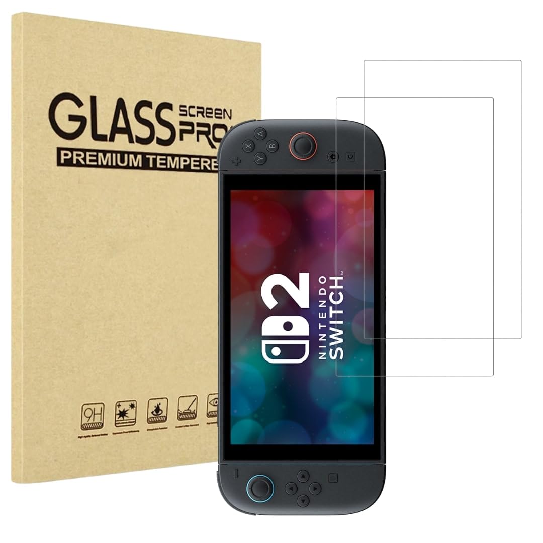 PHONILLICO Hartglas Kompatibel mit Nintendo Switch 2 (2025) [2 Stück] Schutzfolie Panzer Glas Displayschutz