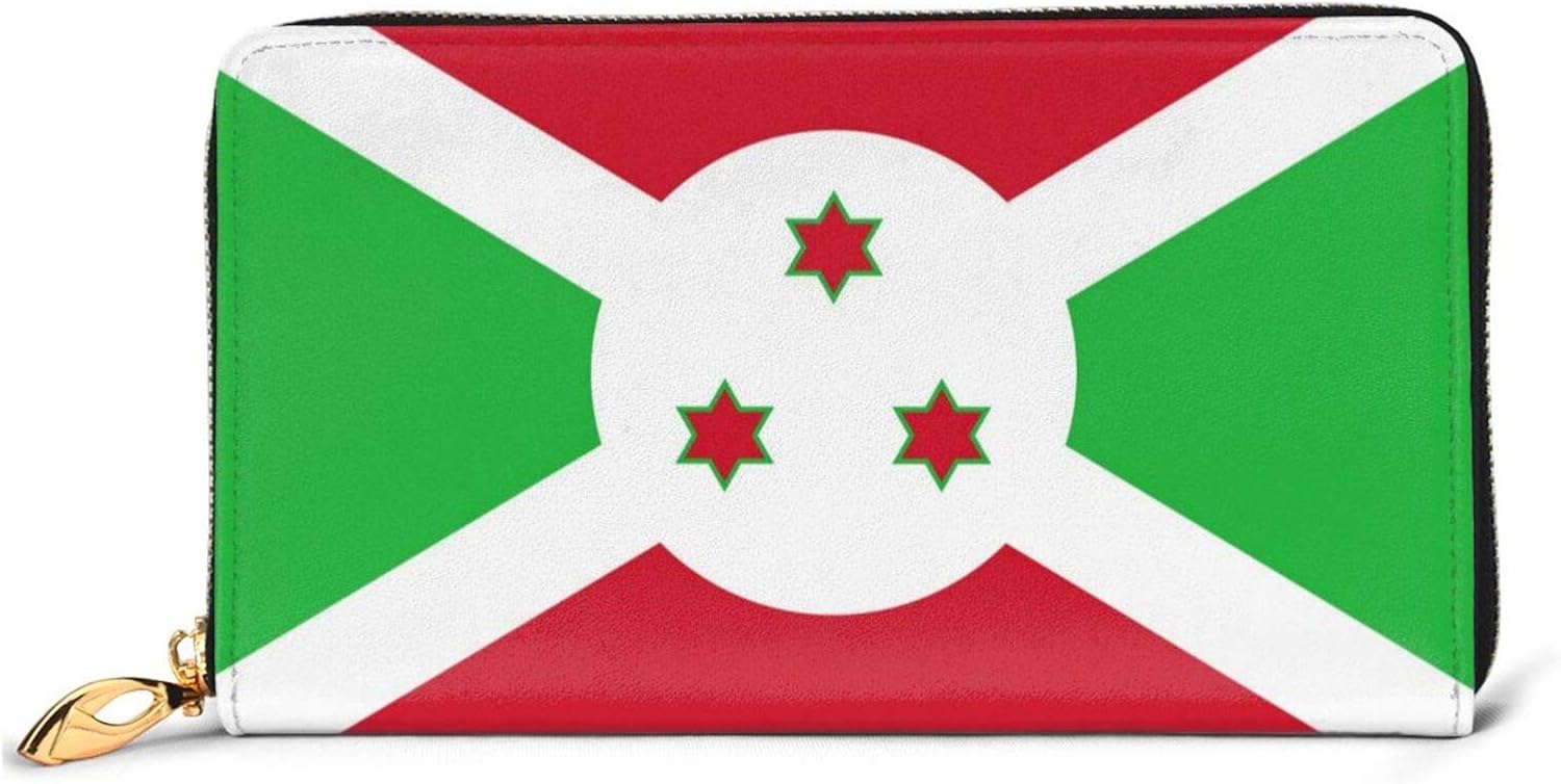 WAYMAY American Flag And South Korean Flag Ladies Long Wallet Genuine Cowhide Zip Closure Card Slot Wallet