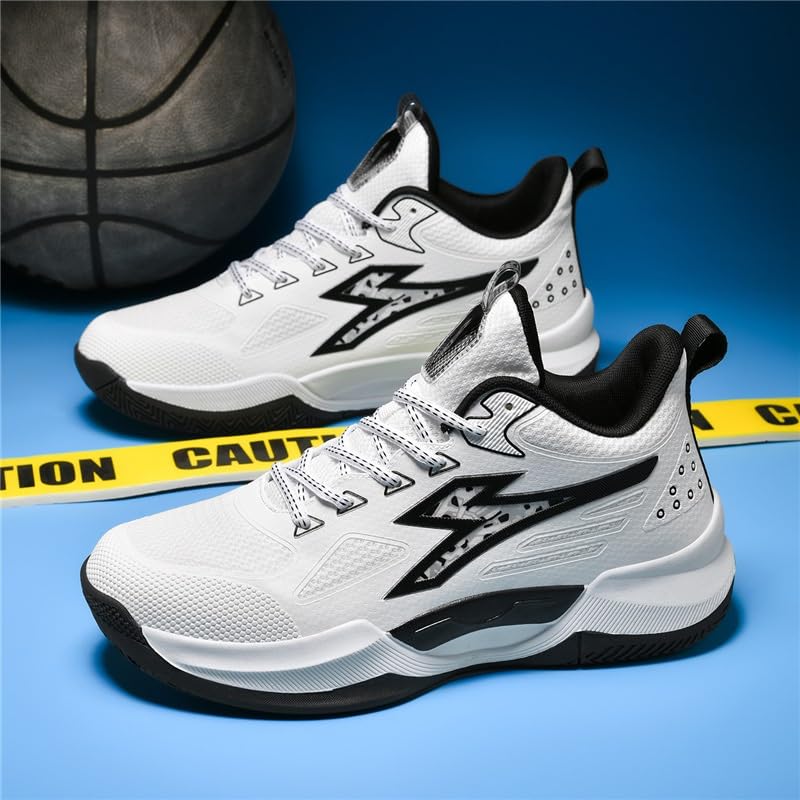 Męskie buty do koszykówki są oddychające, odporne na odbicie, odporne na zużycie, antypoślizgowe, amortyzujące sportowe buty treningowe(White,42 EU)