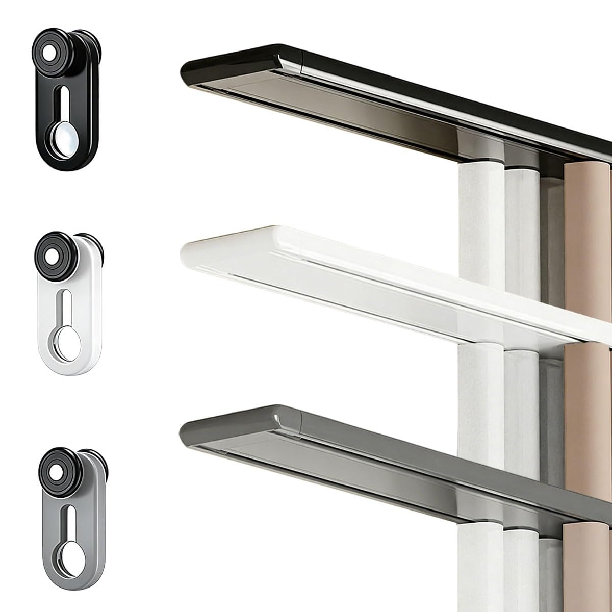 Ruedas silenciosas de acero inoxidable para rieles de cortina deslizantes, 200 piezas, fácil instalación, adecuadas para cortinas pesadas compatibles con rieles de 20-150 mm (blanco)