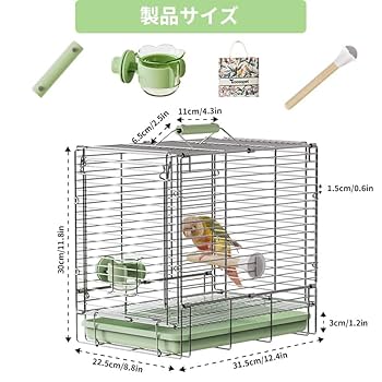 Amazon | 鳥かご、ステンレス製輸送ケージ、折り畳み式鳥かご
