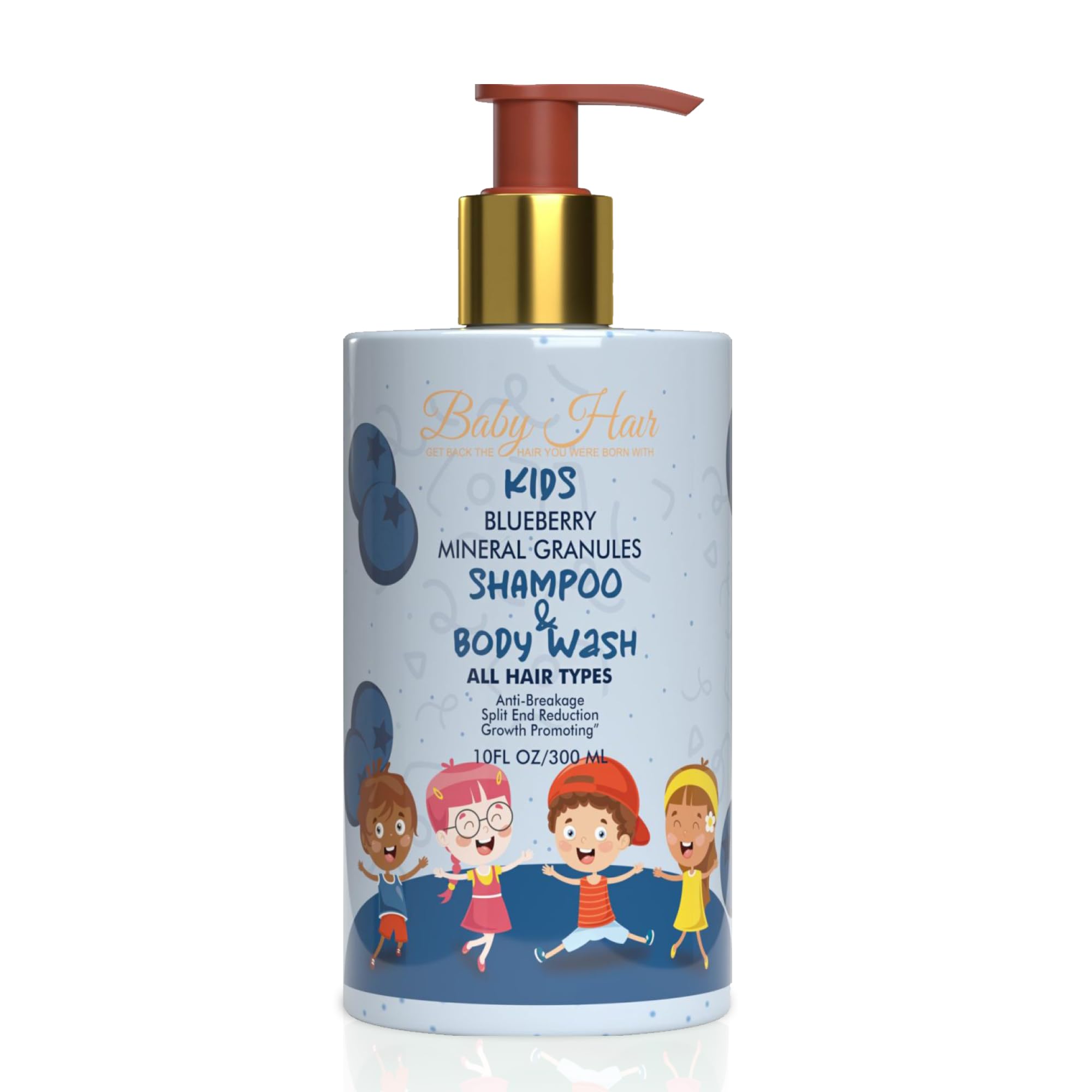 BABY HAIR - Blueberry Mineral Kids Shampoo/Body Wash, Sulfate-Free Kids Tearless Shampoo and Body Wash, Shampoo For Kids with Blueberry & Strawberry