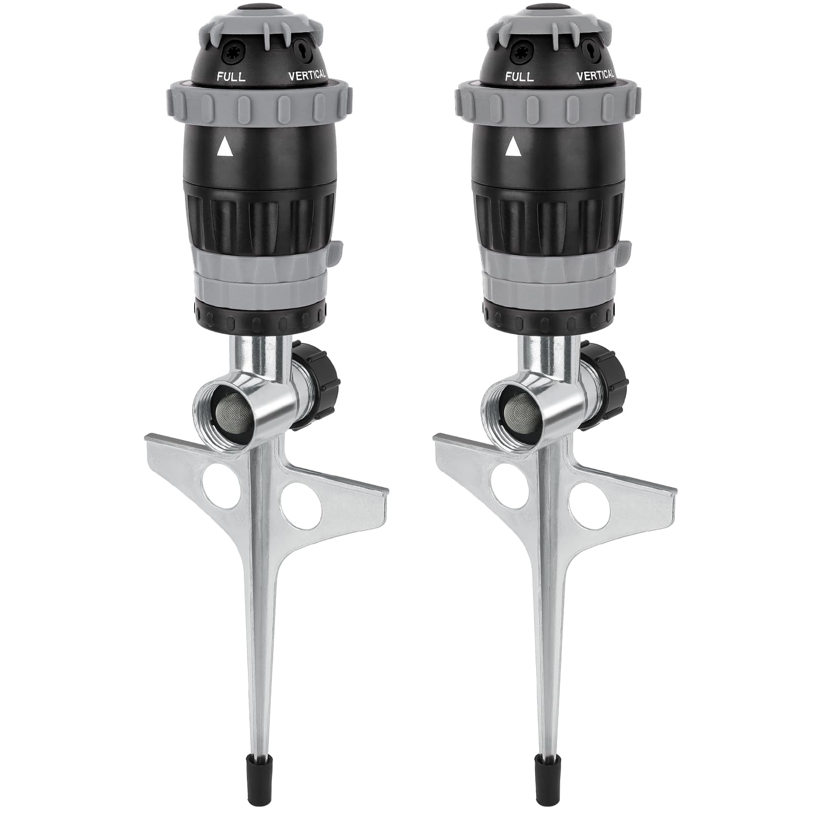 Photo 1 of [2 Pack] RESTMO Gear Drive Sprinkler with Metal Spike Base, 5-Pattern Heavy Duty Gardening Watering System, Multi-Adjustable Lawn Sprinkle for Garden Plant, Flower Bed and Large Yard Area, Gray