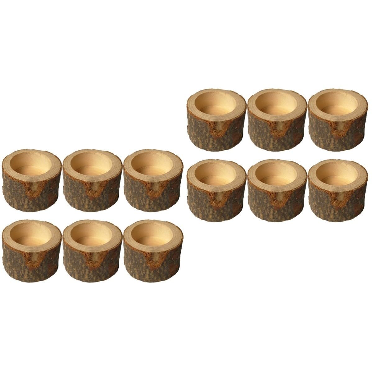 BESPORTBLE 12 Pezzi Portacandele Rustico in Legno a Ceppo per Candele