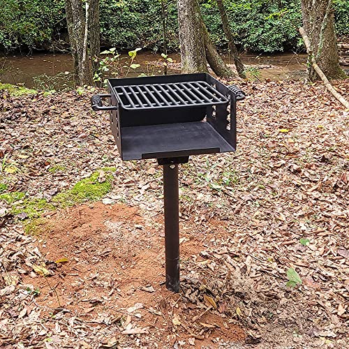 Ash & Ember Park-Style Grill, 256 Sq. In Charcoal Grill, 16.5X16X8, Single Post Outdoor Cooking Grill For Backyard Bbq, Camp Grilling Barbecues, Small-Sized Parties, Grill Delicious Meats, Vegetables #TOP2
