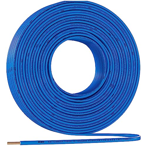 Image of KEI WIRES & CABLES Homecab 10 sqmm 1 Core Copper Flame Retardant House Wire PVC Insulated Cable for Domestic & Industrial Electrical Wiring (Blue, 90 Meters)