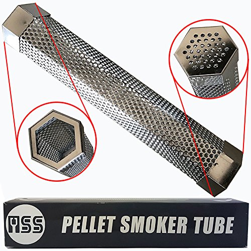 Pellet Smoker Tube 12'' Perforated Stainless Steel BBQ Smoke Generator to Add Smoke Flavor to All Grilled Foods Easily and Safely