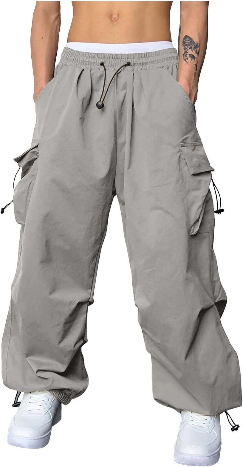 Mens Cargo Pants Stretch Track Pants Streetwear Pants Drawstring Cargo Work Pants for Men Fashion Hiking Trousers
