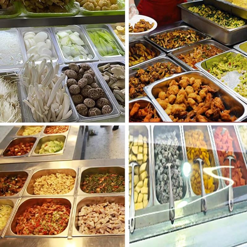Espositore portatile per insalate e pizza, per servire cibi freddi per feste, catering ed eventi, stazione buffet, argento-A H