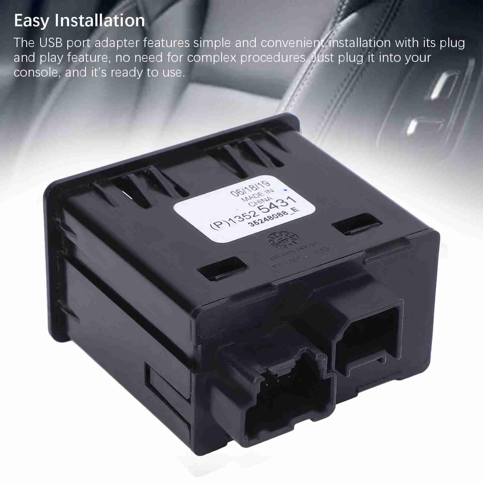 RiToEasysports Consola Conector USB Adaptador de Conector Auxiliar Plug and Play Consola Central Adaptador de Puerto USB OE 13525431 13529869 para CT6 XT4 XT6 XTS 1500 Carga de Dispositivo Música