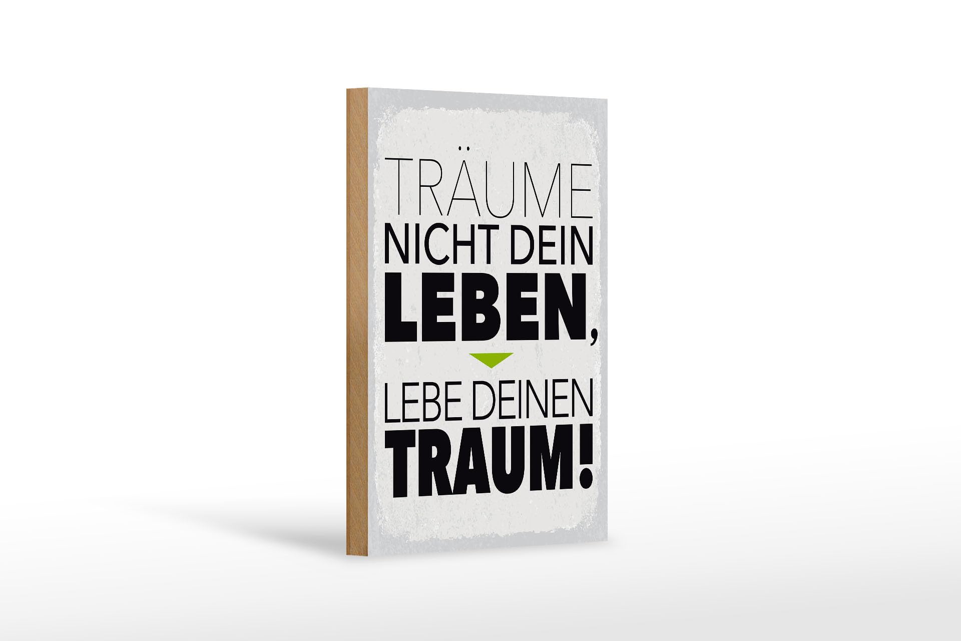 FEMER Houten bord spreuk leven lebe deinen droom 12x18 cm geschenk bord