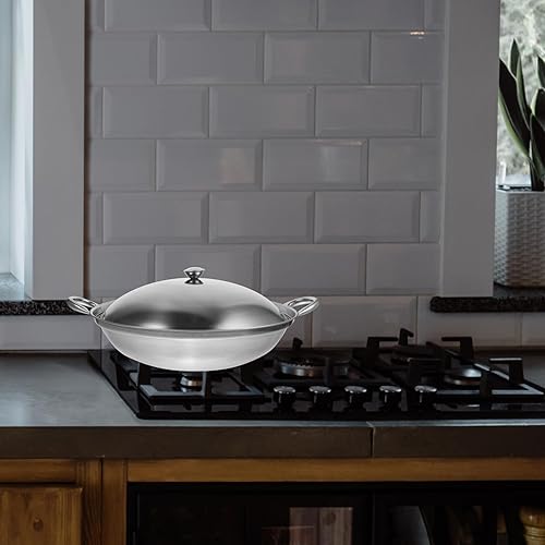 Miniatura 3 de SHERCHPRY Olla de mariscos de acero inoxidable con mango Olla de cocina Sartén de acero Base plana Olla caliente para fideos Ramen Sartén de cocción