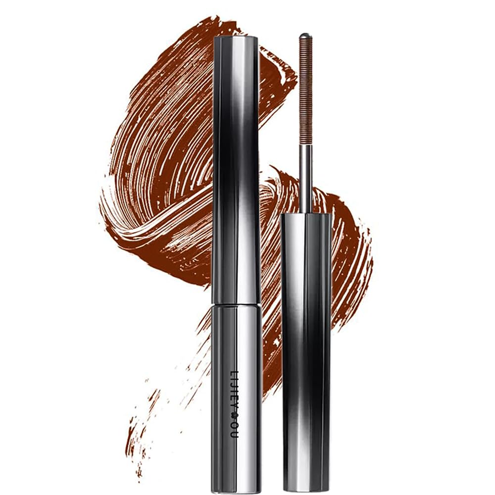 Metal Curling Iron Lash Lifter, 3D Curl & Length Fiber Lash Enhancer, Long-Lasting Waterproof & Smudge-Proof Volumizing Brown Mascara, No Clumping or Flaking Eye Makeup
