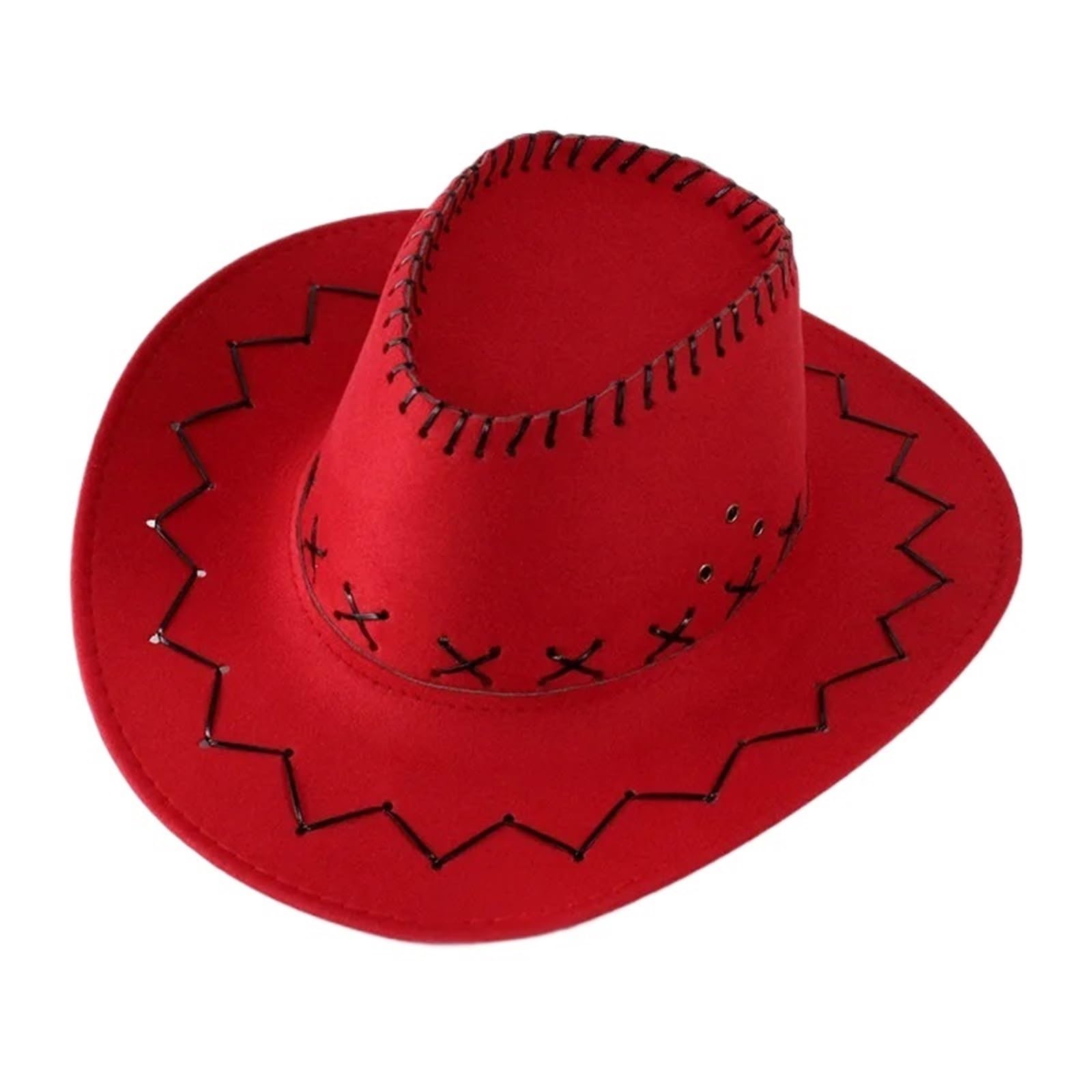 vrfvsdasAAS Cowboy Hat Vintage Cowboy Hat Unisex Wide Brim Jazz Hat Streetwear Fancy Dress(Red)