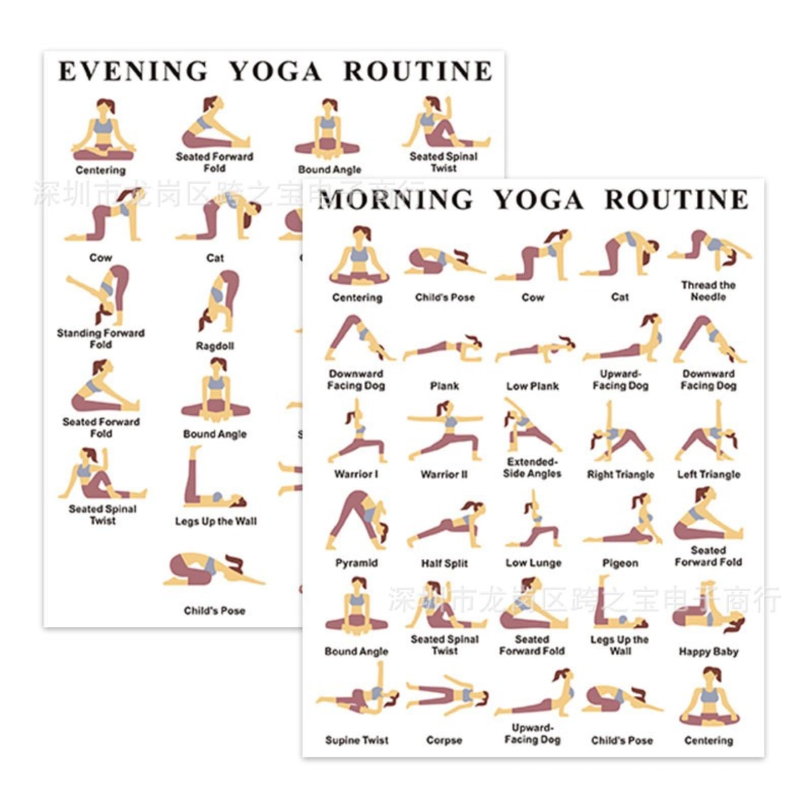 FWJUNHUYC 2 regular yoga routine posters for home office decoration without frames