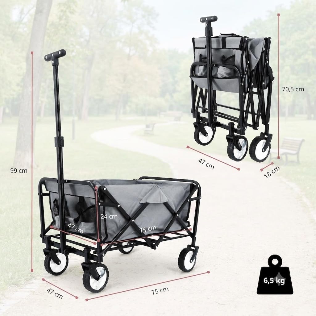 Carromco Chariot de Transport Pliable pour l'extérieur avec Frein de stationnement, jusqu'à 80 kg