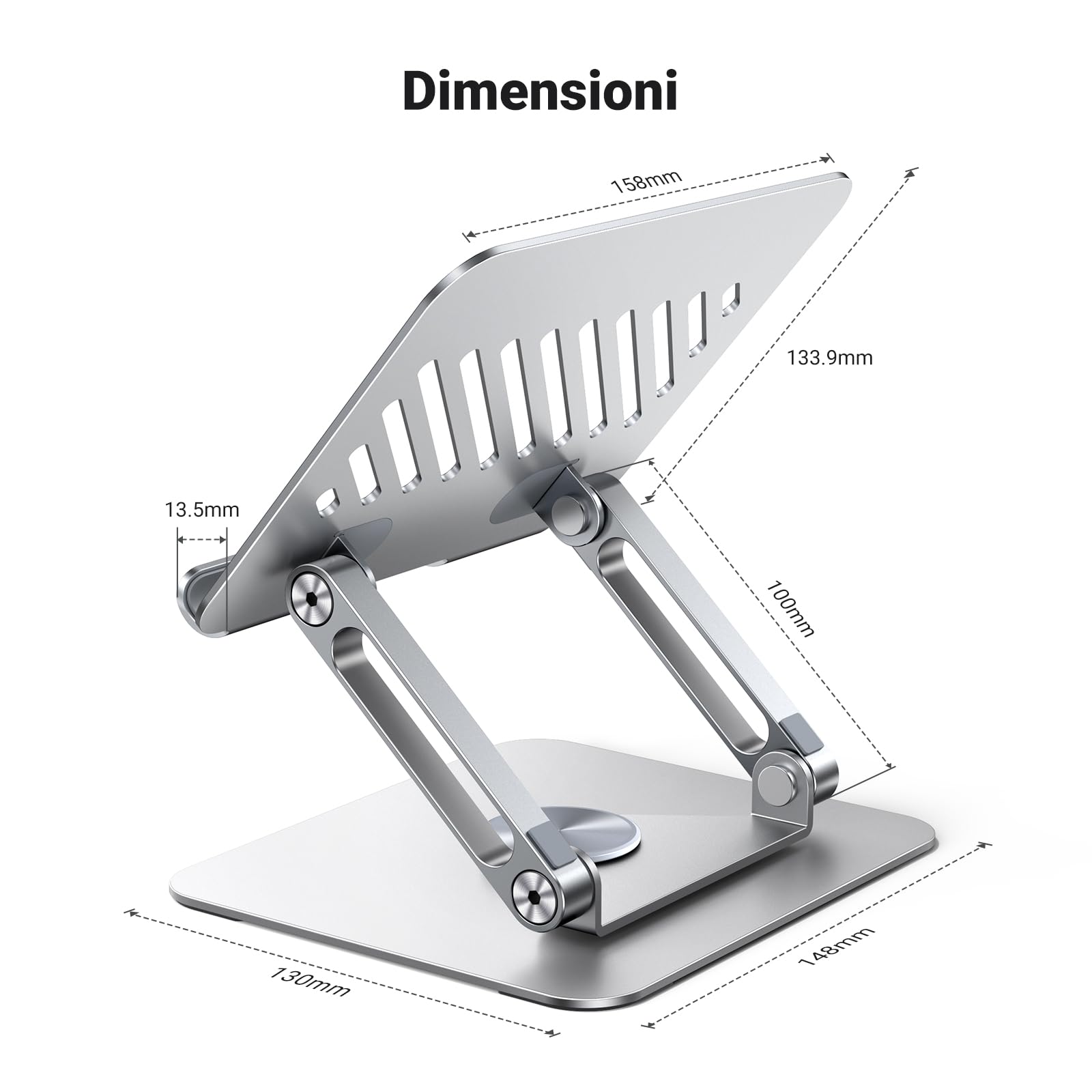 UGREEN Supporto per Tablet Pieghevole in Ferro Girevole a 360° Universale da 4,7" a 13"