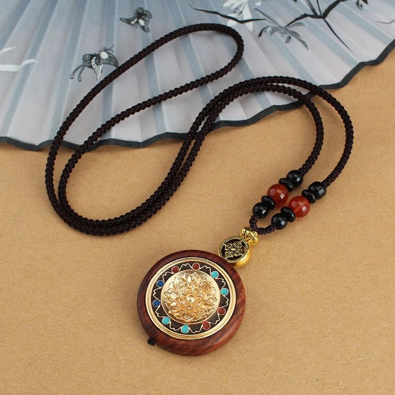 Mascot pendant Men's and Women's Wear Accessories 民族风血檀木唐卡佛牌毛衣链简约异域风情尼泊尔长款项链棉麻配饰 1Pcs(尼泊尔吉象 1Pcs(血檀木）项链)
