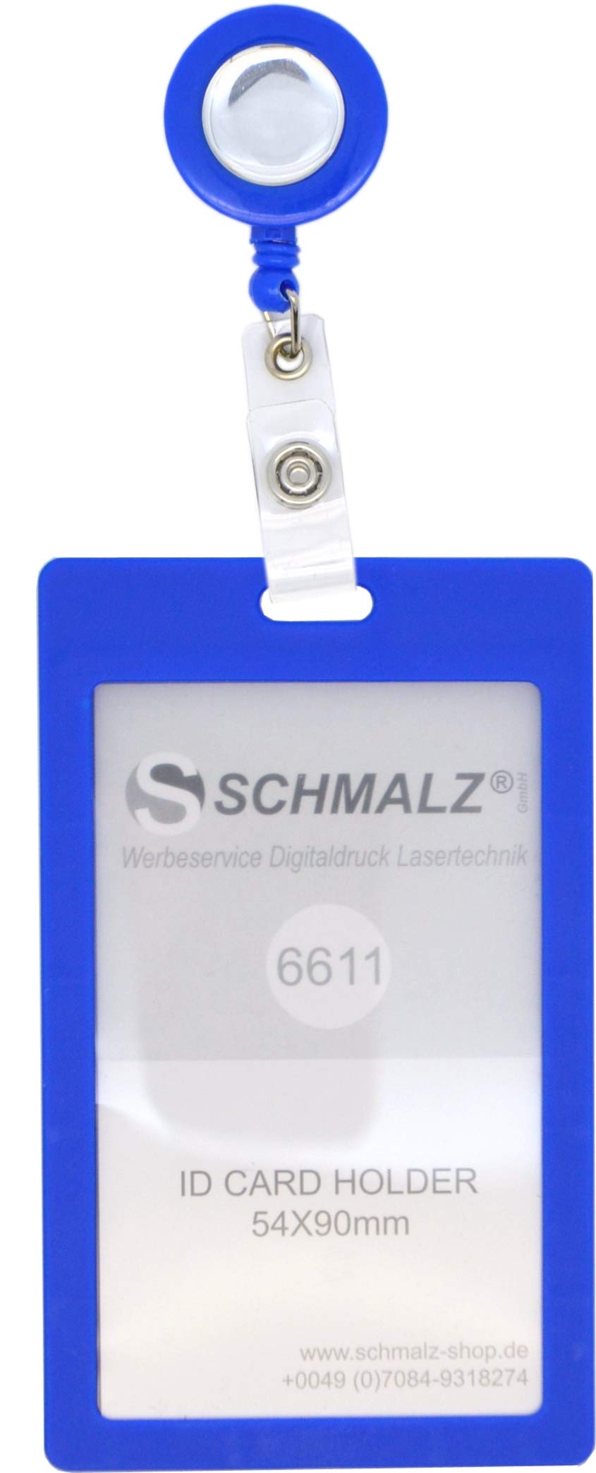 Schmalz 50 STÜCK KARTENHALTER TULLA MIT AUSWEISJOJO SOLID Silver ID Badge Holder Skipasshalter, Hochformat Skipassjojo Gürtelclip (blau)