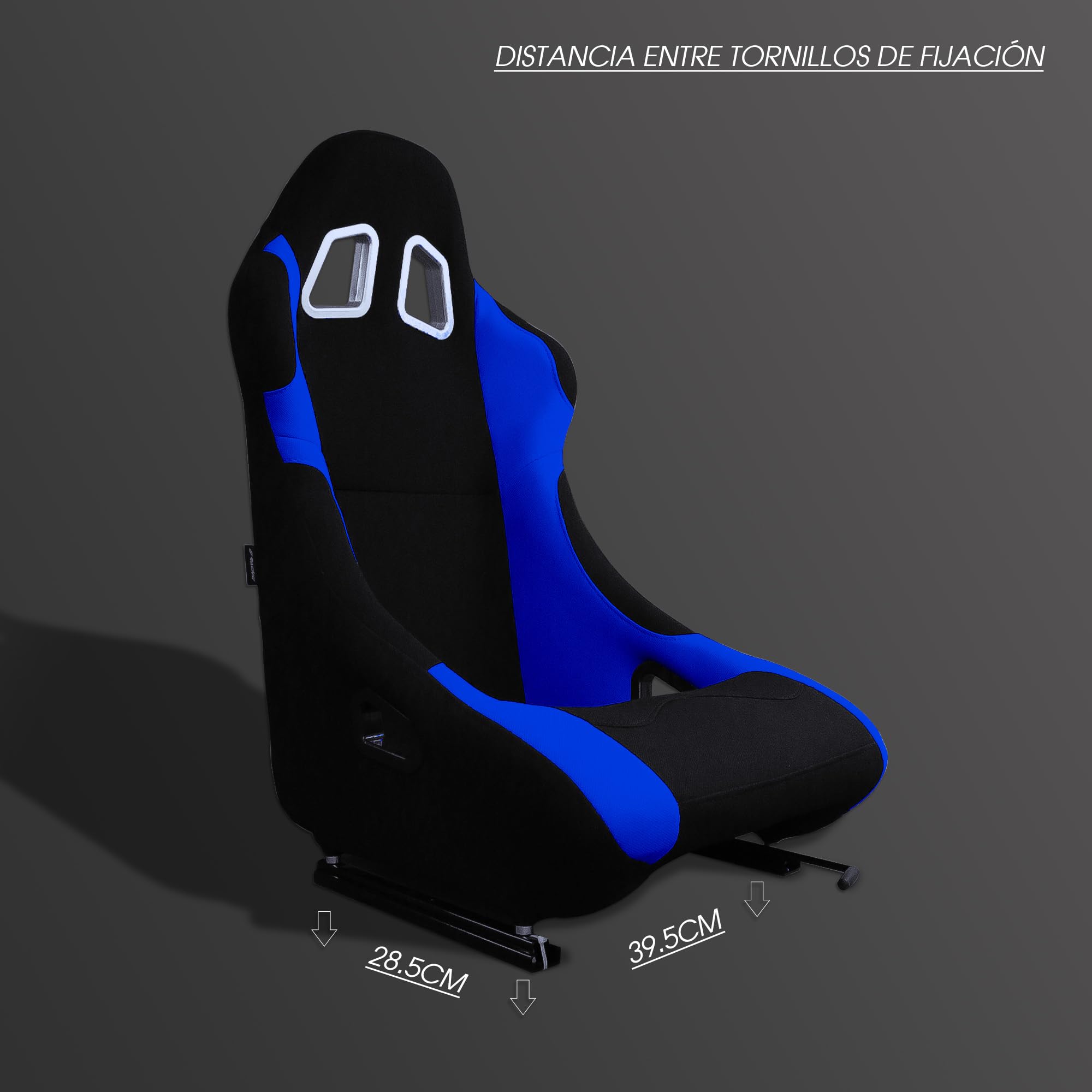 MODAUTO Asiento Deportivo para Coche,Baquet Deportivo de Tela,Adaptable para Coches y Conductor y Pasajero,Coches,Modelo N065,Negro-Azul