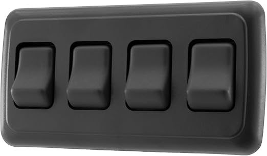 Quad SPST On-Off Switch with Bezel, 12-Volt, for RV, Trailer, Camper (Black)