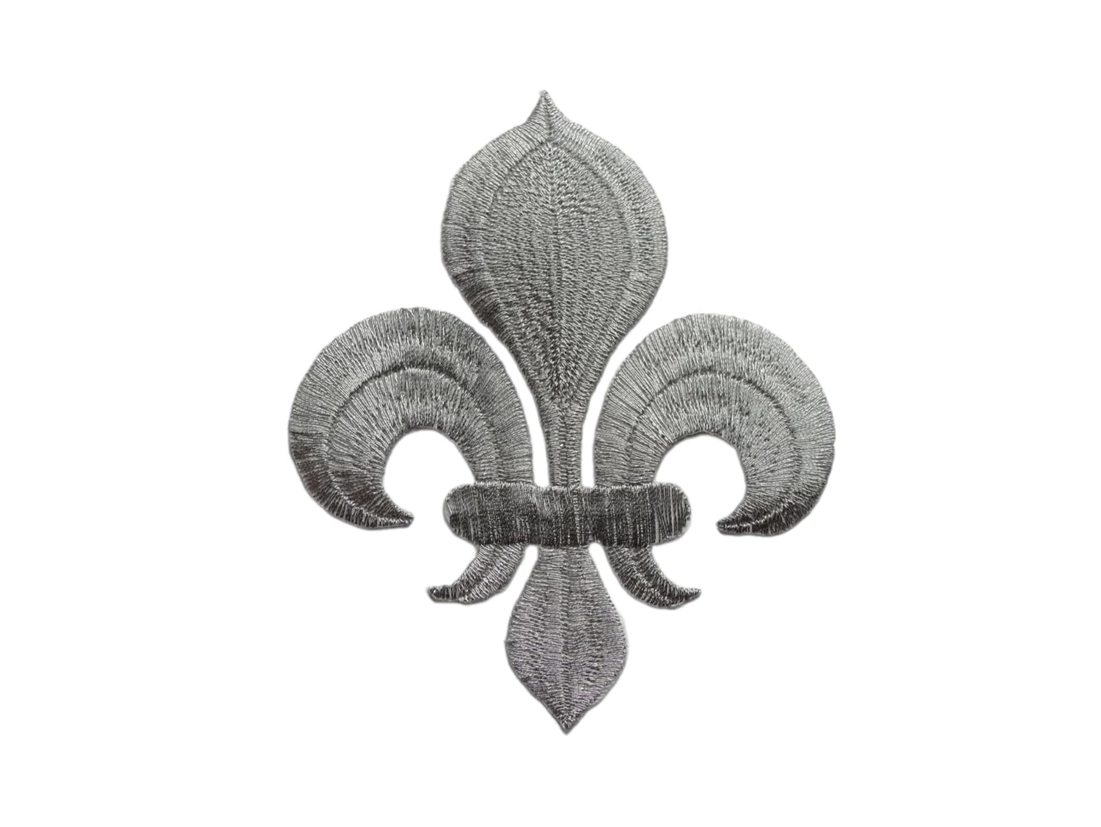 Generic Fleur De Lis Silver Metallic Applique Embroidered Patch 4"" Iron On Embroidered Holiday Gift Decorative Patch for Clothes Jeans Hats Backpacks