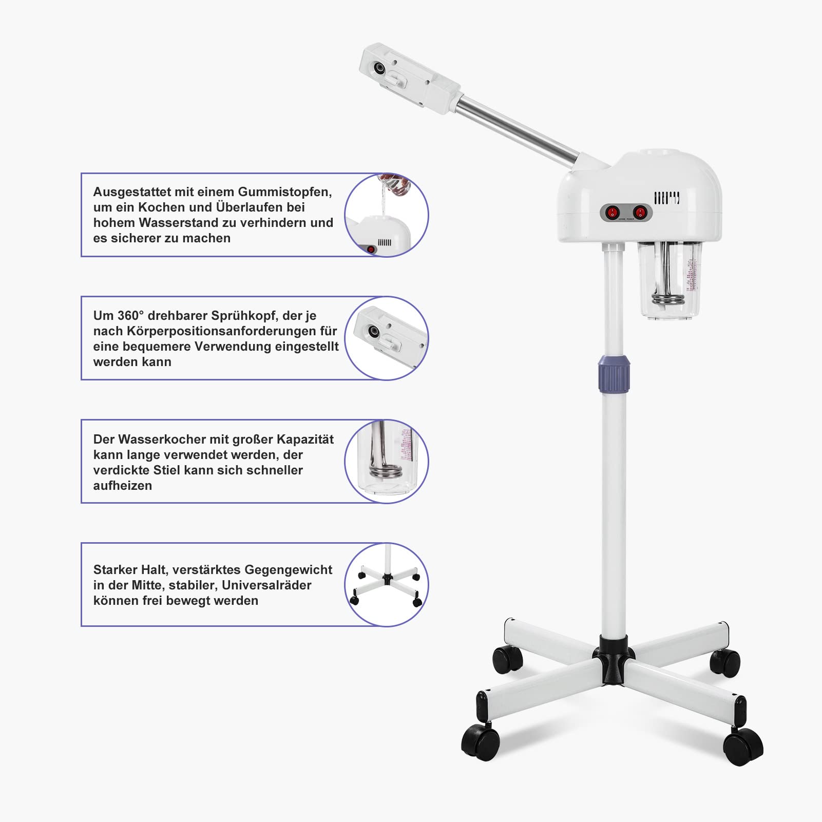 Trintion 2 in 1 Ozon-Gesichtsdampfer Gesichtssauna Verdampfer Ozone Bedampfer Dampfgerät für Salon und Zuhause