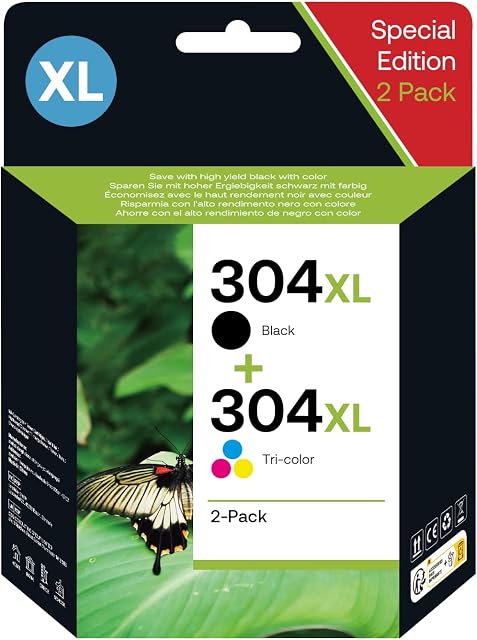 304XL Ink Cartridges Combo Pack Replacement for 304 XL Black and Colour Compatible for HP Envy 5030 5032 5020 5010, Deskjet 3760 2630 3750 2620 2622 3720 3762 3730 3733 3735 3764