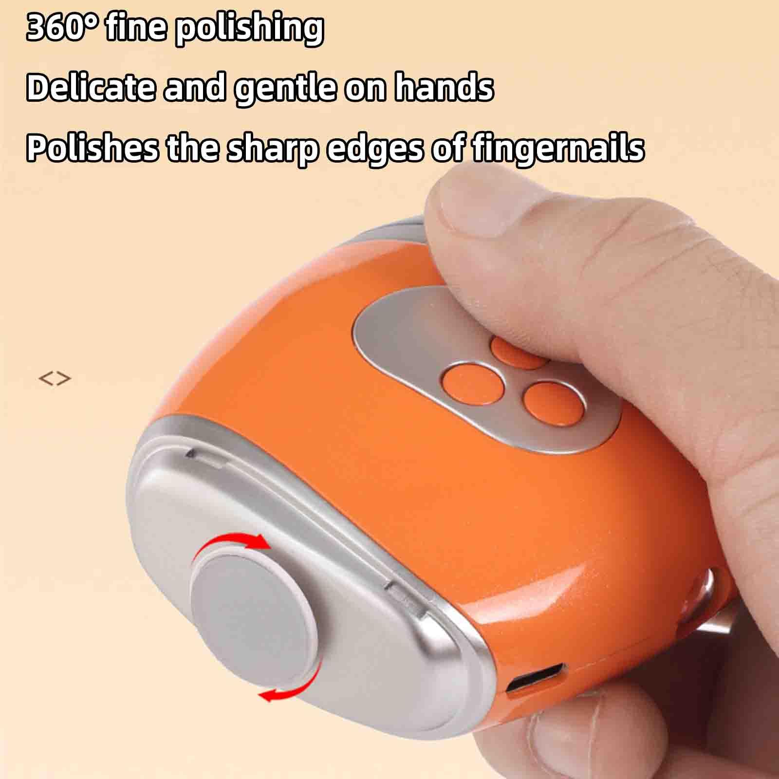 Alicate cortauñas Electrico Adultos Nail cutter Corta uñas adulto Profesional Uñas gruesas Automático Lima De Uñas Multifuncional Recargable Silencioso (Orange,7.4x10.4cm)