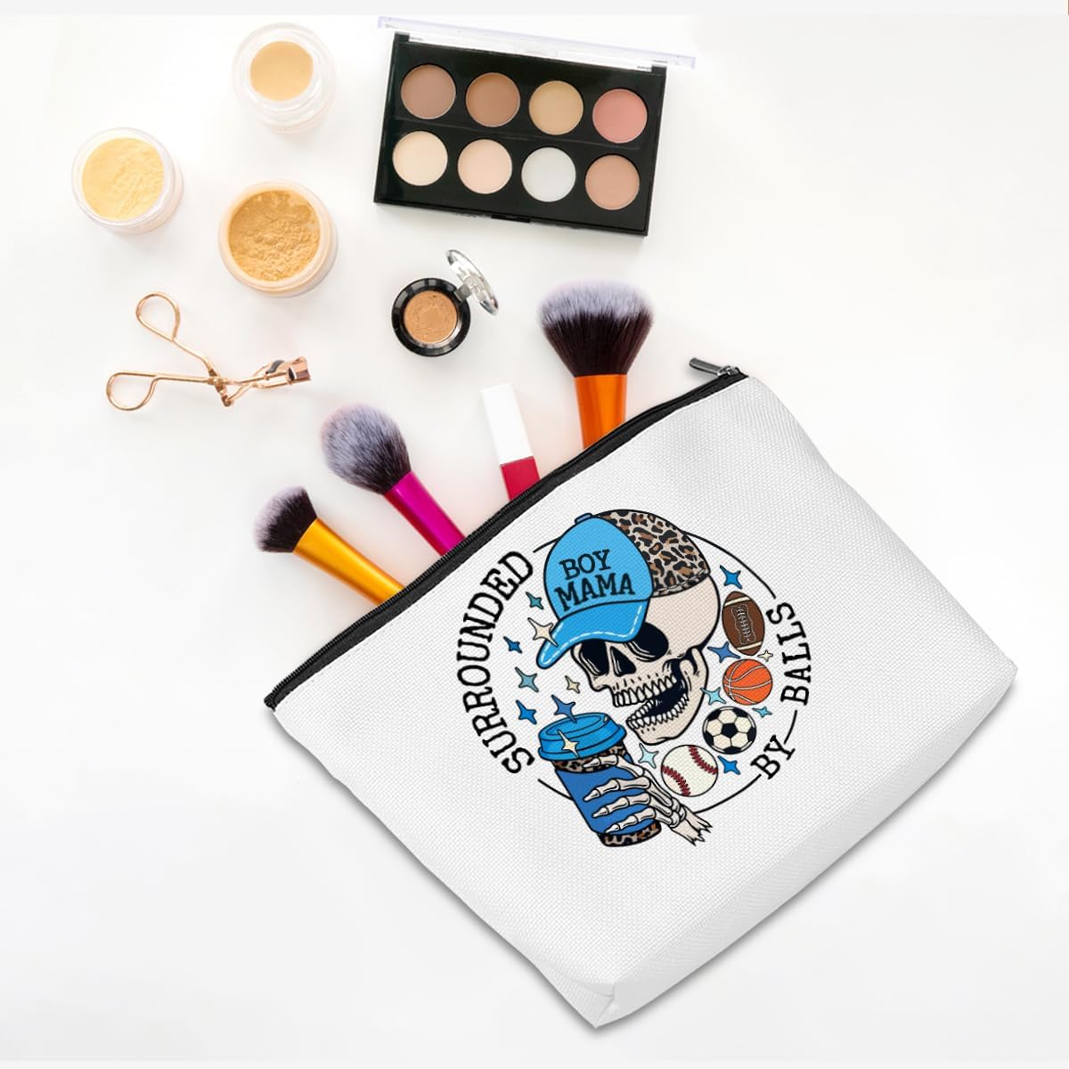 Boy Mother Mom Gifts Funny Makeup Bag Sports Gifts Skeleton Cosmetic Bag